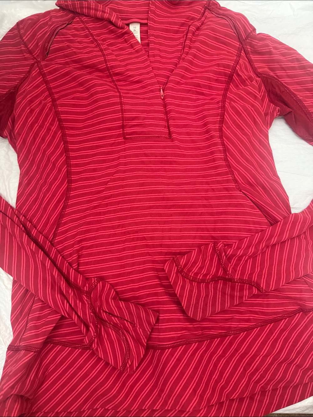 lululemon athletica Red Striped Half-Zip Pullover